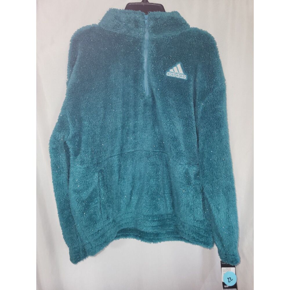 Adidas Quarter zip Sherpa pullover jacket shirt Girls size XL 16